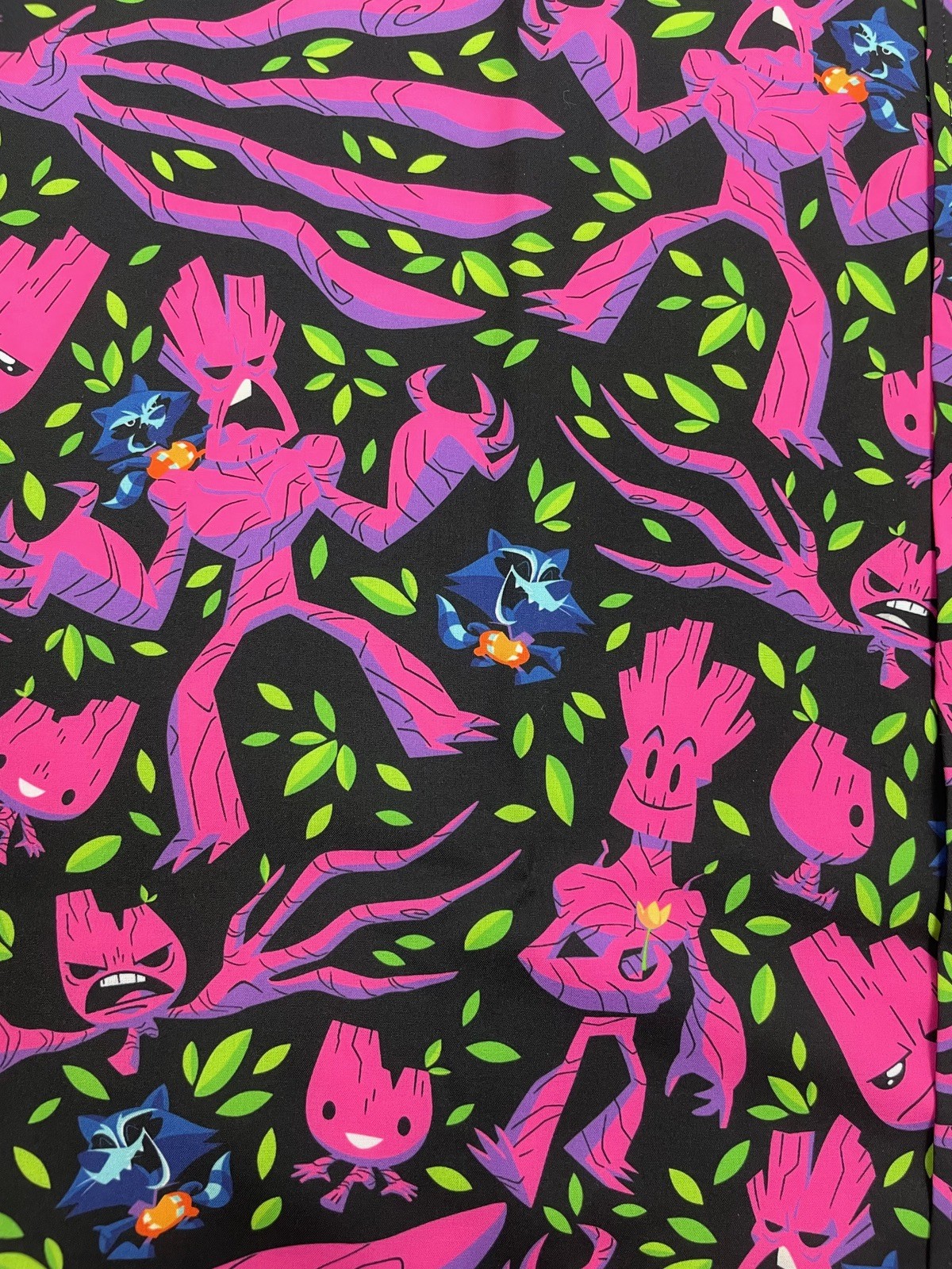 RSVLTS Men Marvel Guardians Galaxy Black Pink We Groot Short Sleeve Button Shirt