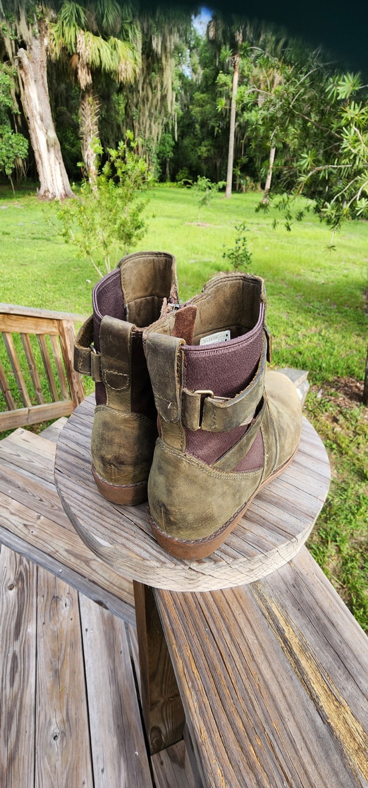 Teva 6.5 De La Vina Brown Leather Ankle Boots Zip Waterproof Buckle Distressed