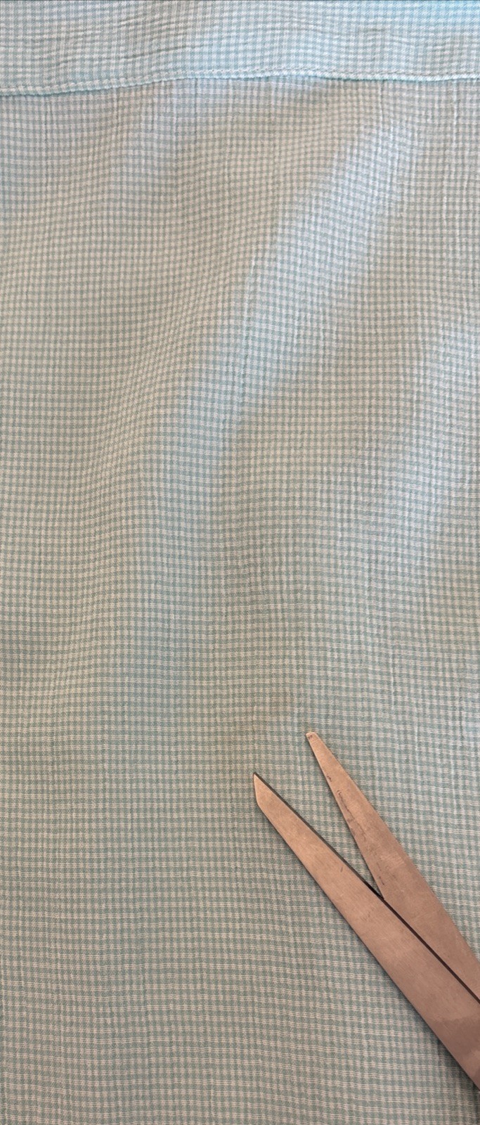 CJ Banks Blouse 3X Mint Green&White Check 3/4 Sleeves Button Down Casual READ!!!