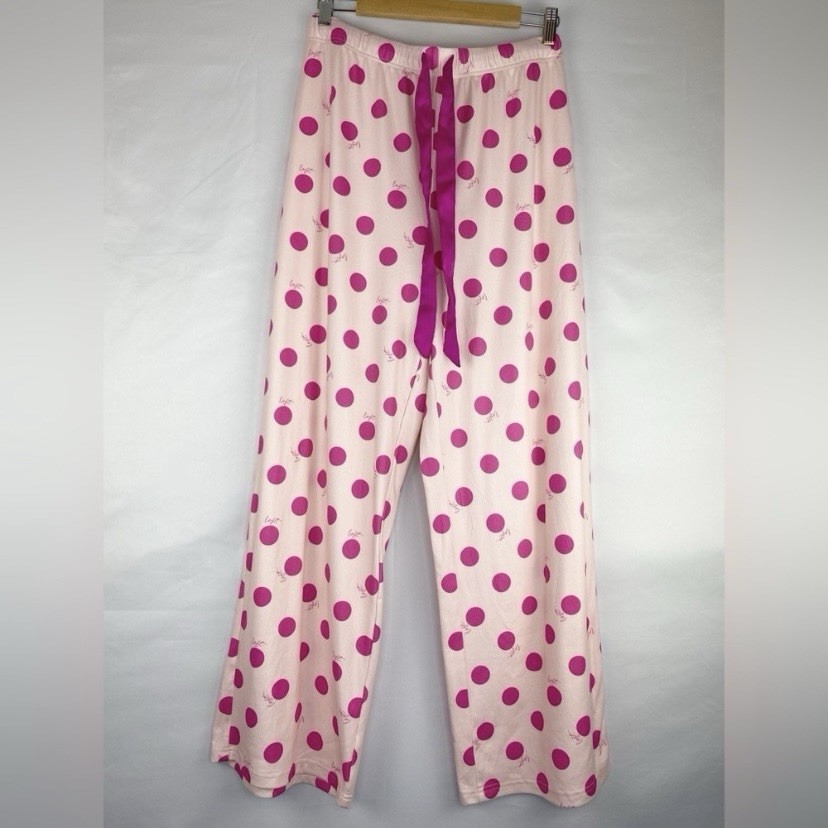NWOT Loft Hot Pink Polka Dot Pajama Set Soft Cozy Ribbed Fabric Size XL