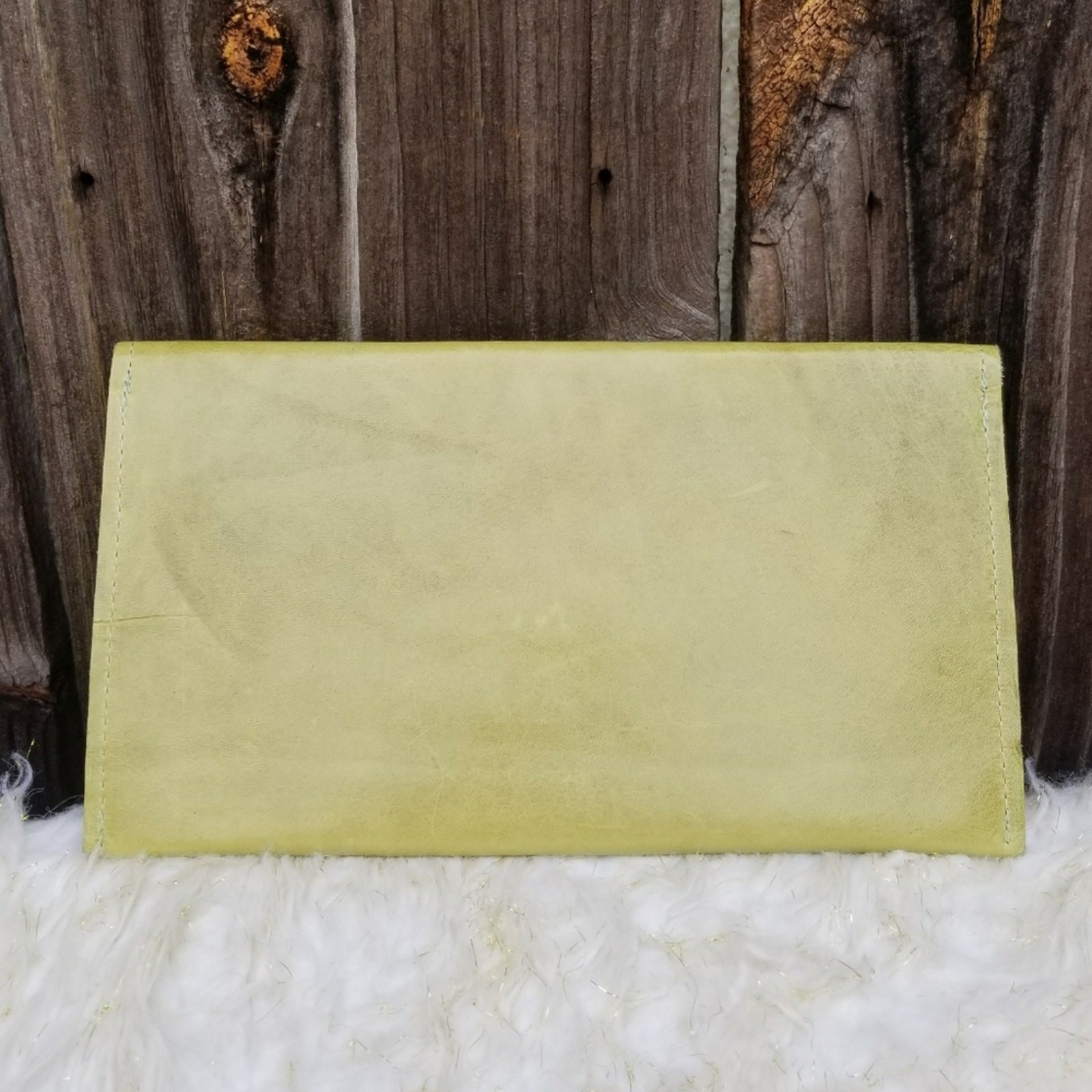 R. Riveter Green Leather Envelope Clutch Handmade Travel Document Folio USA