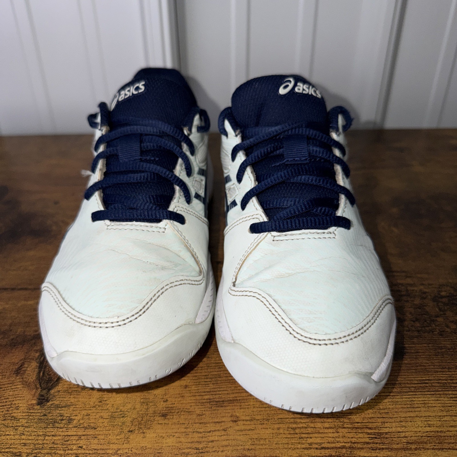 ASICS Shoes Men’s Size 5 Gel Game 9 Pickleball Shoes White Navy Blue Read