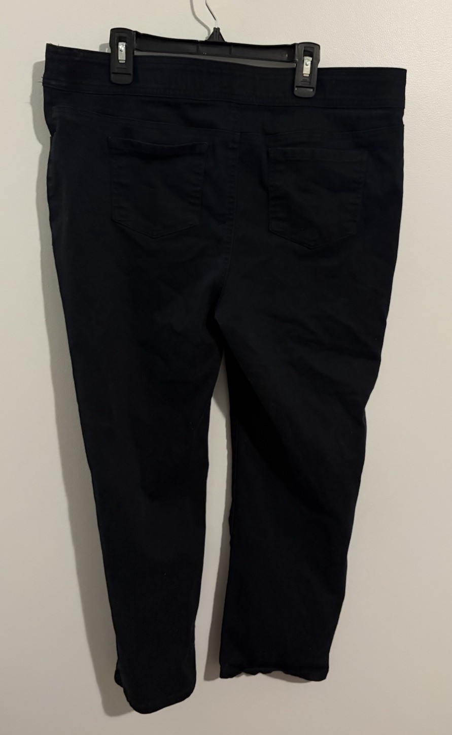 Kim Rogers Women’s Black Solid Flat Front Pants, Petite 14PS Cotton Blend
