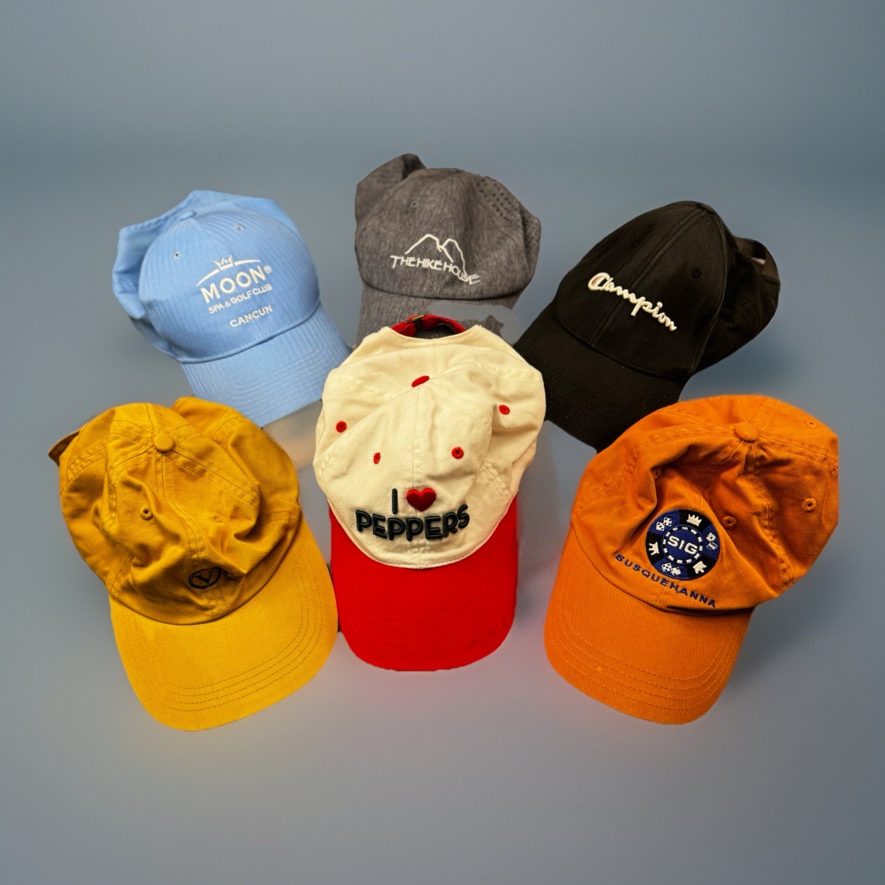 Lot 6 Dad Hats Champion Nike Legacy91 Imperial Moon Spa Cancun Peppers -927