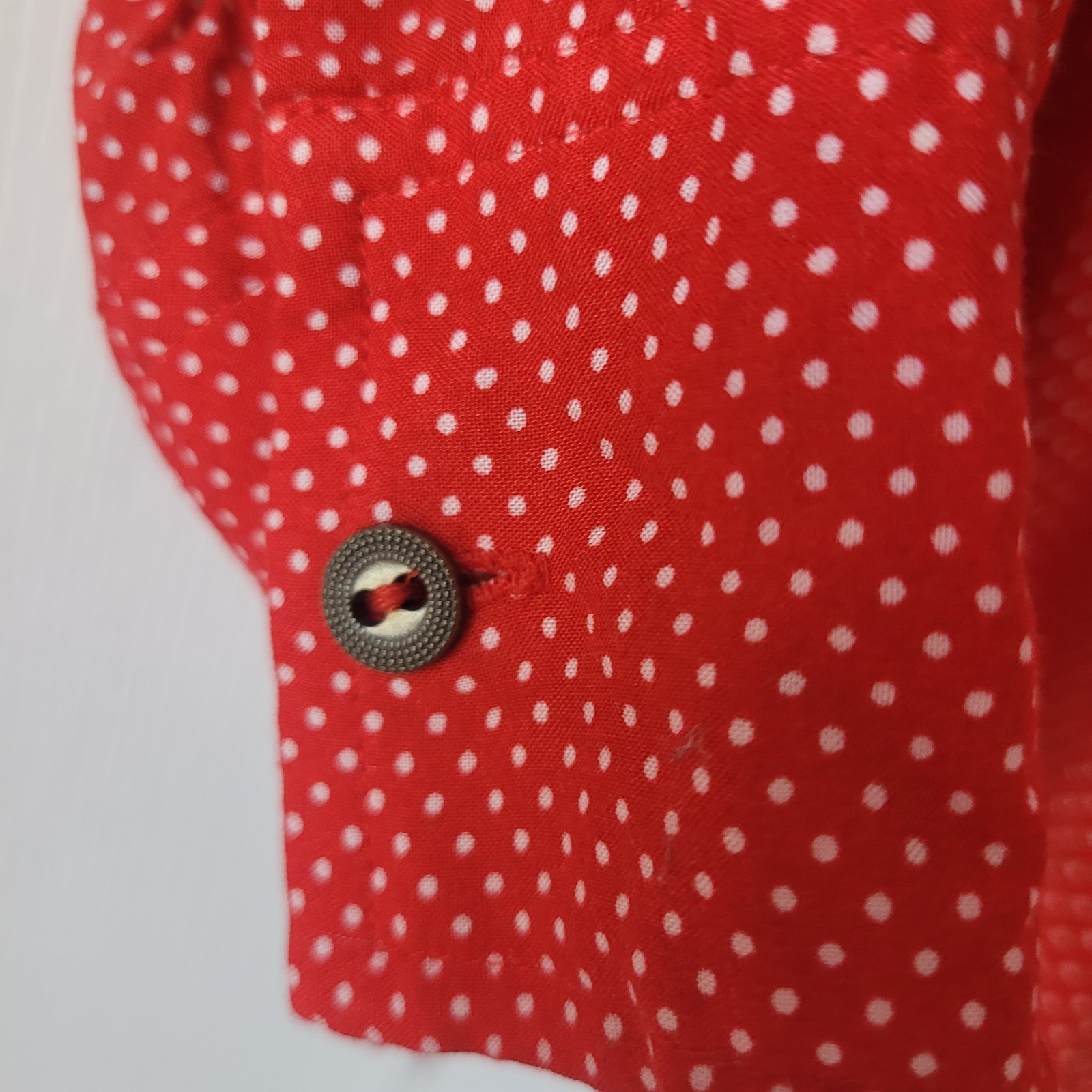 Maeve Anthropologie Red White Polka Dot Rayon Blouse Top Medium Boho Pintuck