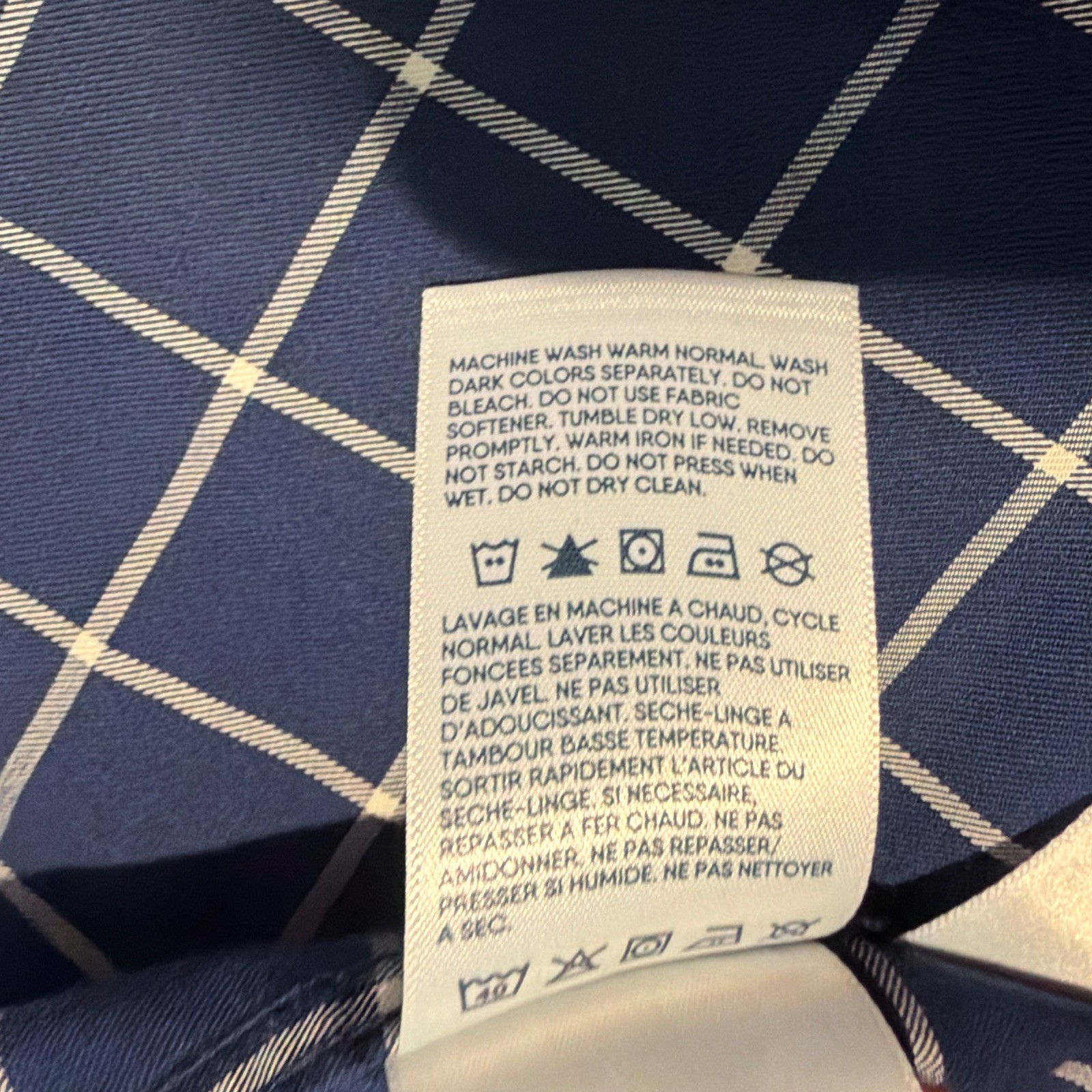 Lands’ End Men’s Blue/White Check Easy Care BD Dress Shirt L 16-16.5 32/33