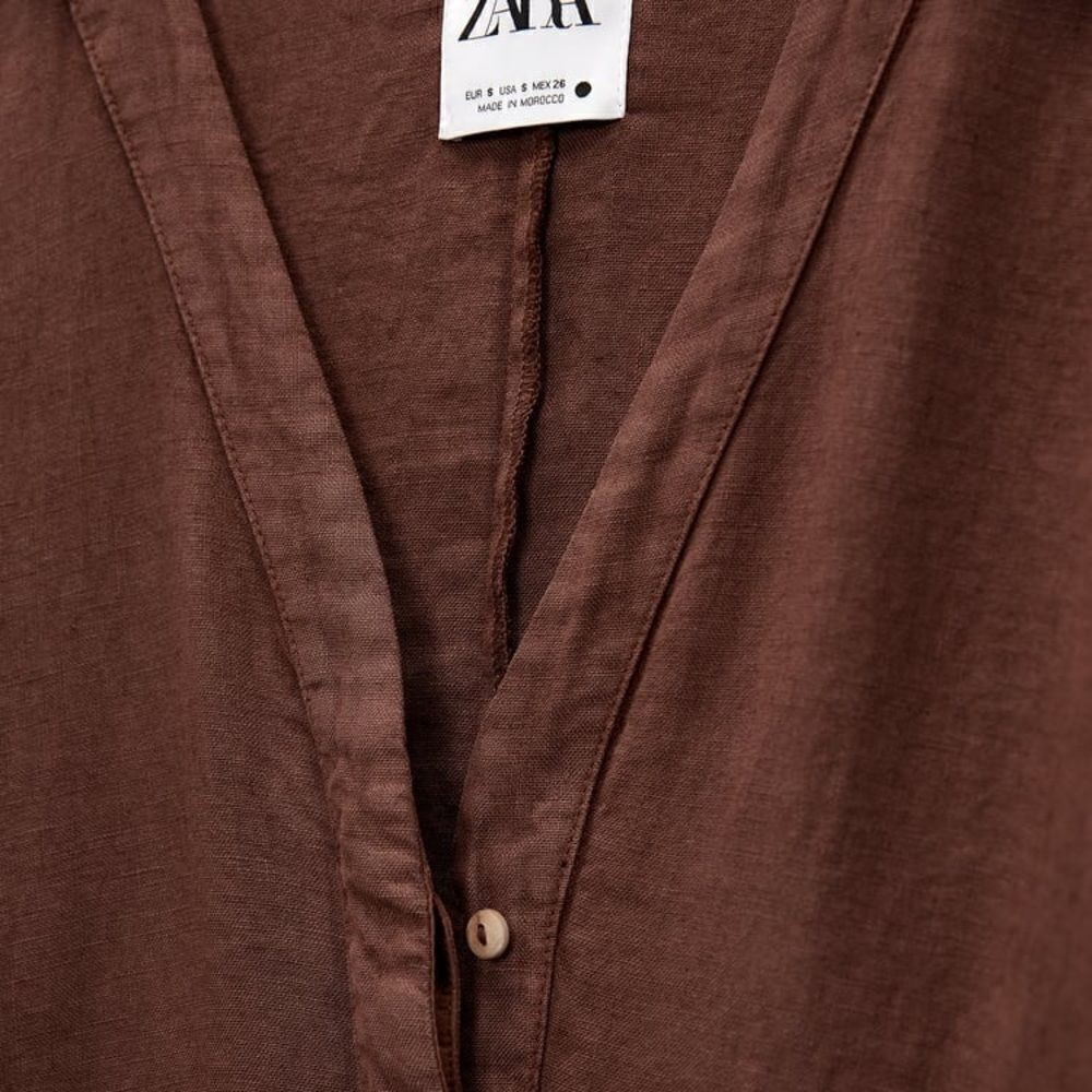 100% LINEN ZARA FULL LENGTH LINEN JUMPSUIT BRICK
