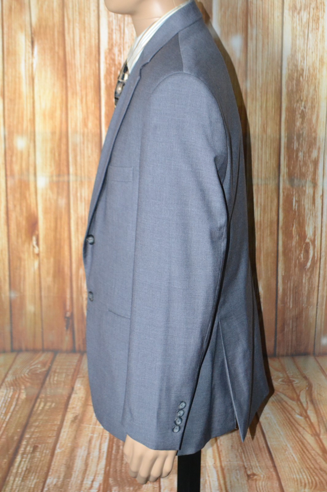 Pronto Uomo Men Gray Polyester Blend 2 Button 3pcs Suit Sz 42R Wst 38×28