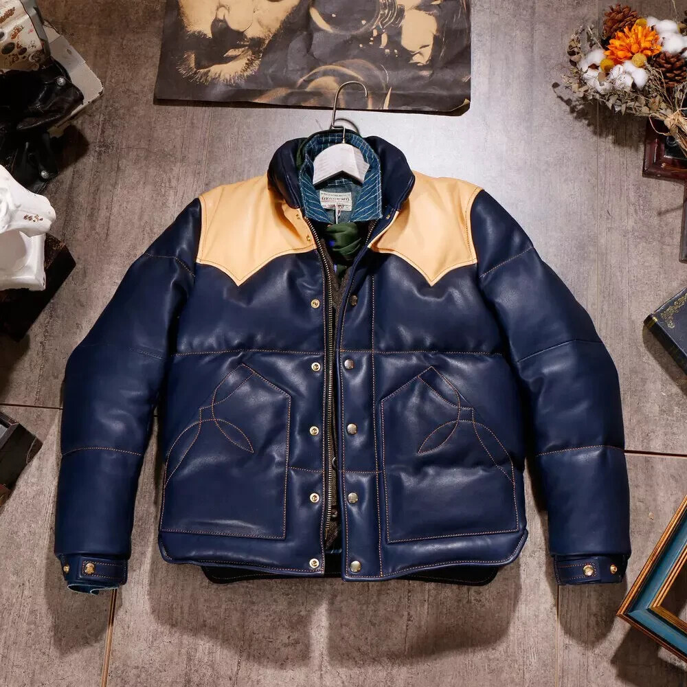 Men’s Puffer Bomber Real Lambskin Leather Quilted Bomber Jacket – Dual Color