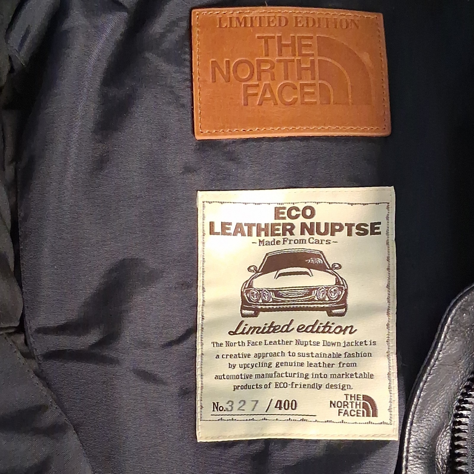 The North Face Eco Leather Nuptse Jacket Limited Edition #327/400 M Leather Pack