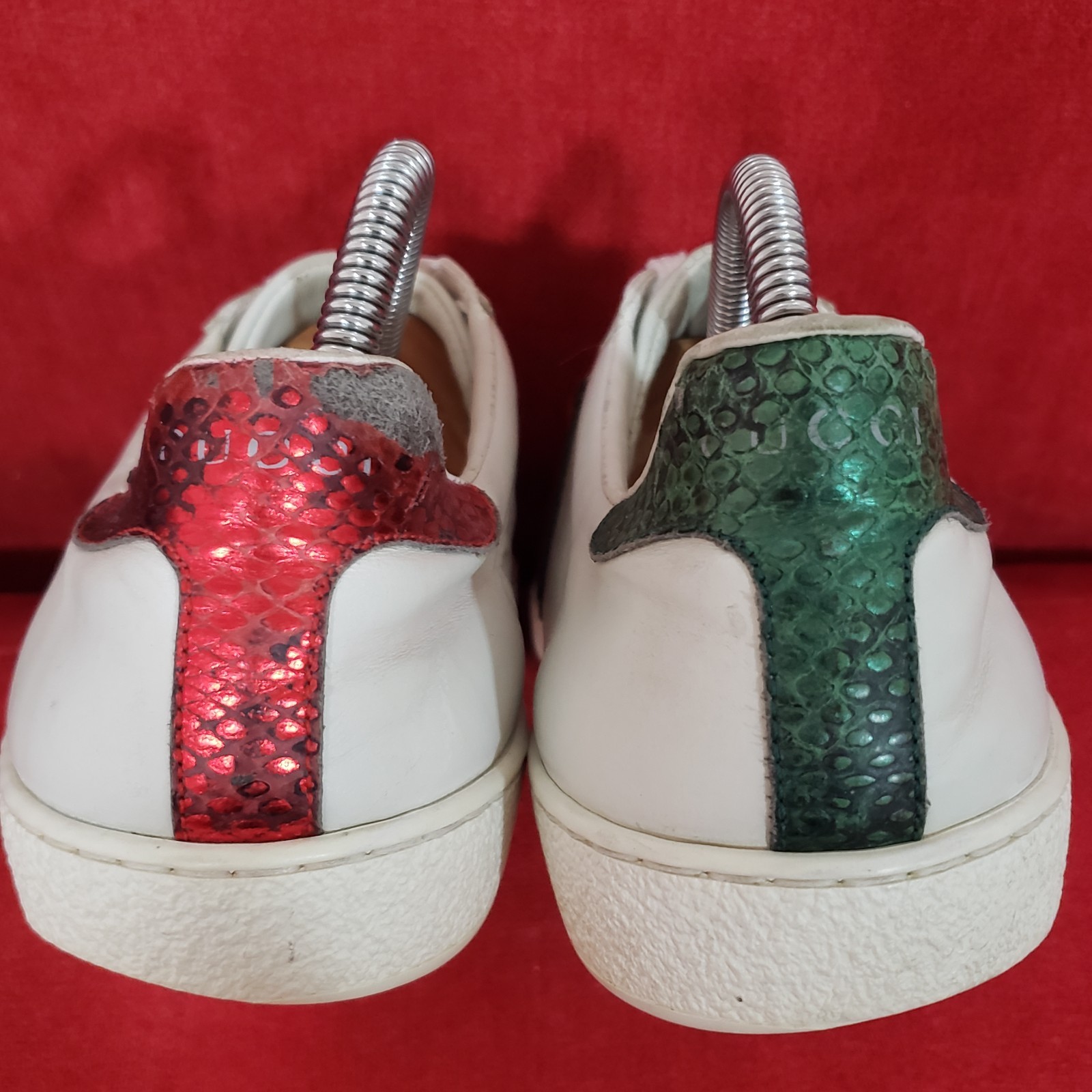 GUCCI Ace Web low sneaker snake embroidered white leather 8.5 US 41.5 EUR 456230