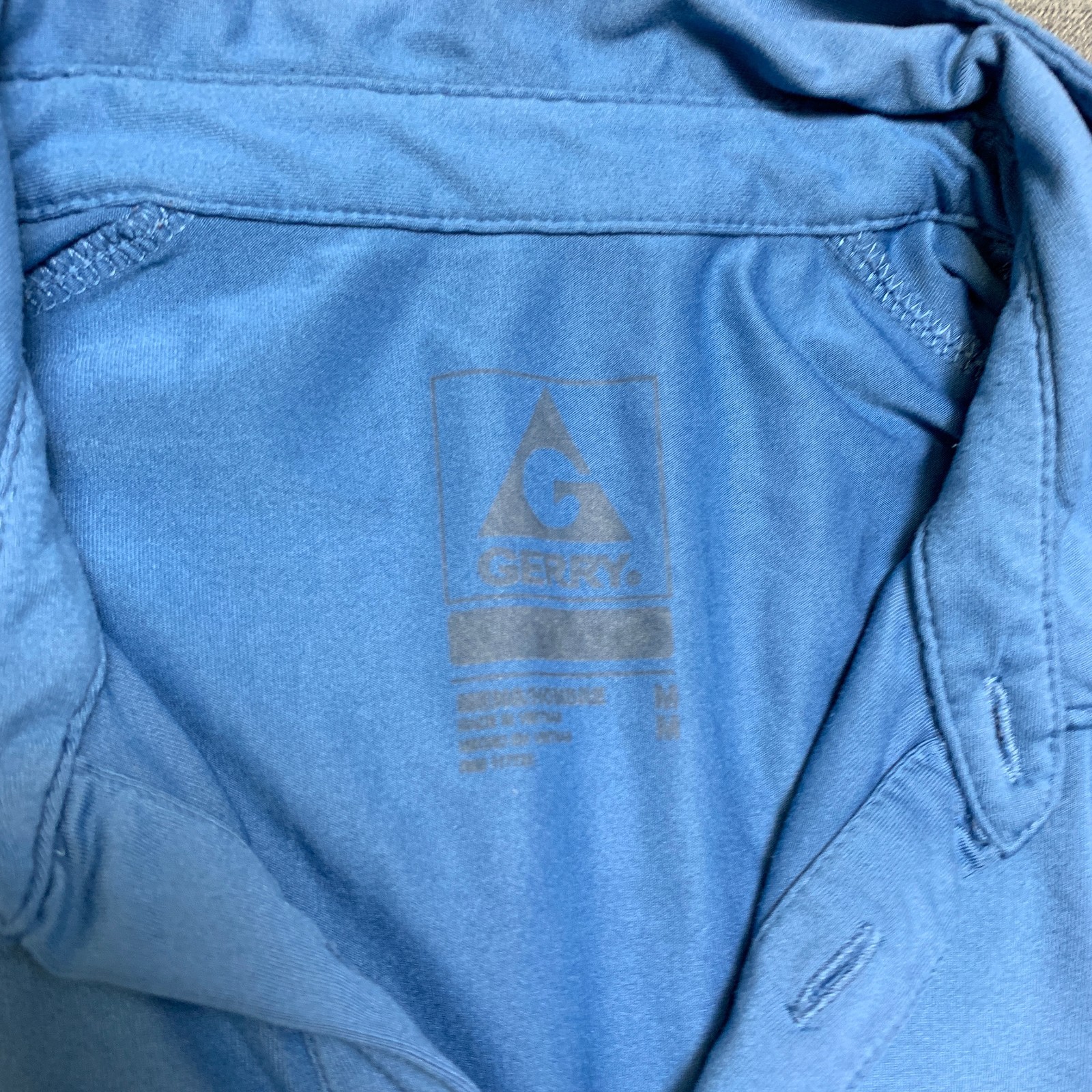 Gerry Performance Polo Shirt Men Medium Blue Brushed Knit Golf Tennis Pullover