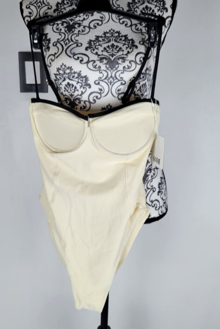 Same Los Angeles Faux Suede One Piece Swimsuit Underwire Medium Beige