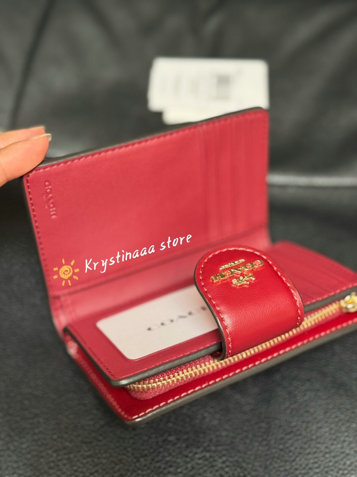 Coach Medium Corner Zip Wallet In Signature Canvas With Cherry Print CZ342 NWT