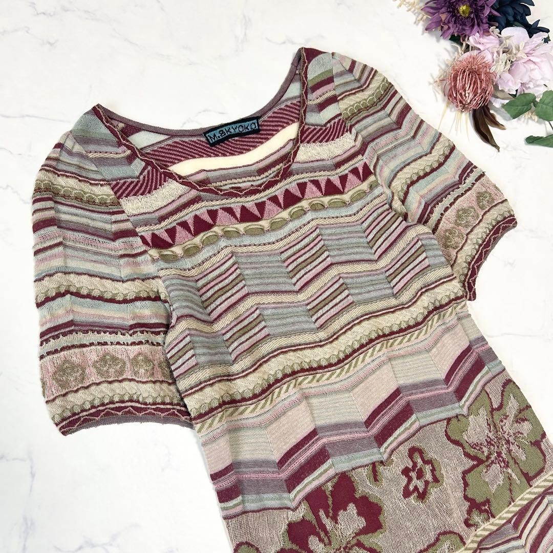 M.&KYOKO Multi-Pattern Jacquard Knit Dress Size 2