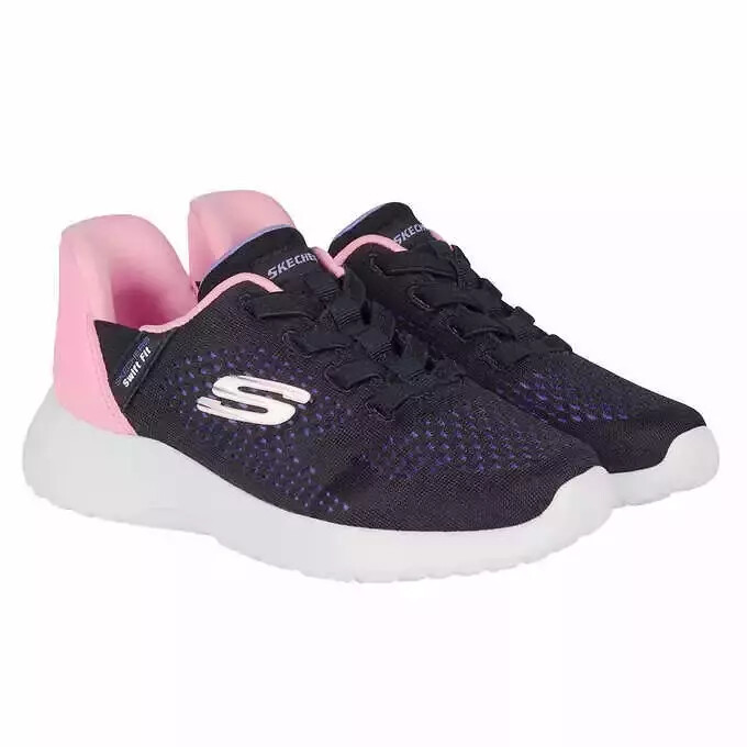 New With Box!Skechers Kids Hands Free Swift Fit Sneaker Shoes, Black/Navy