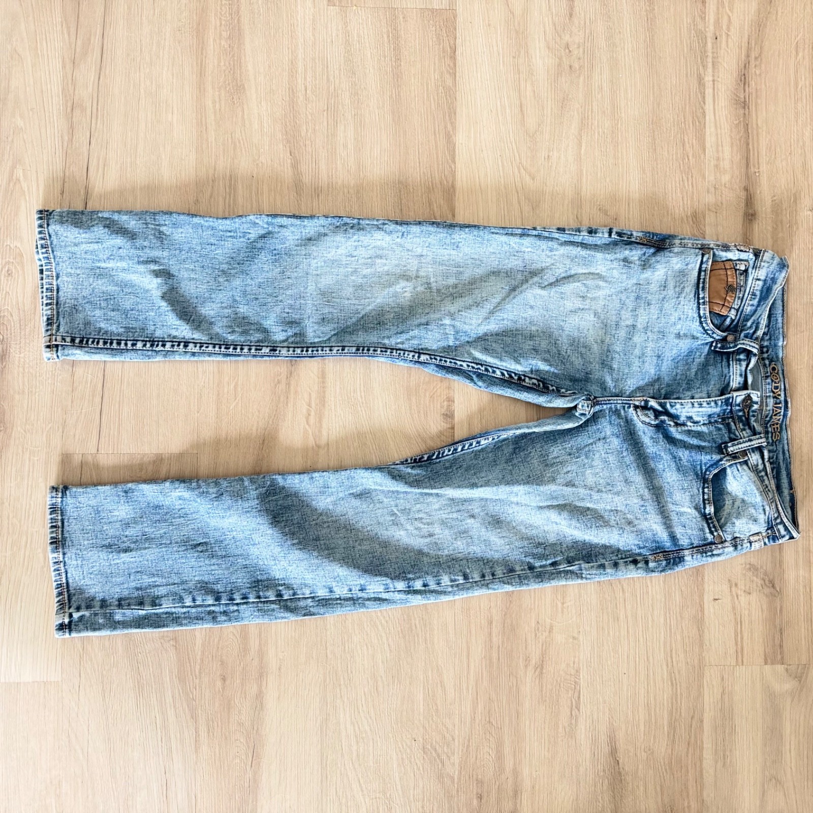 Cody James Men’s Light Wash Straight Leg Acid Wash Denim Jeans 31×32