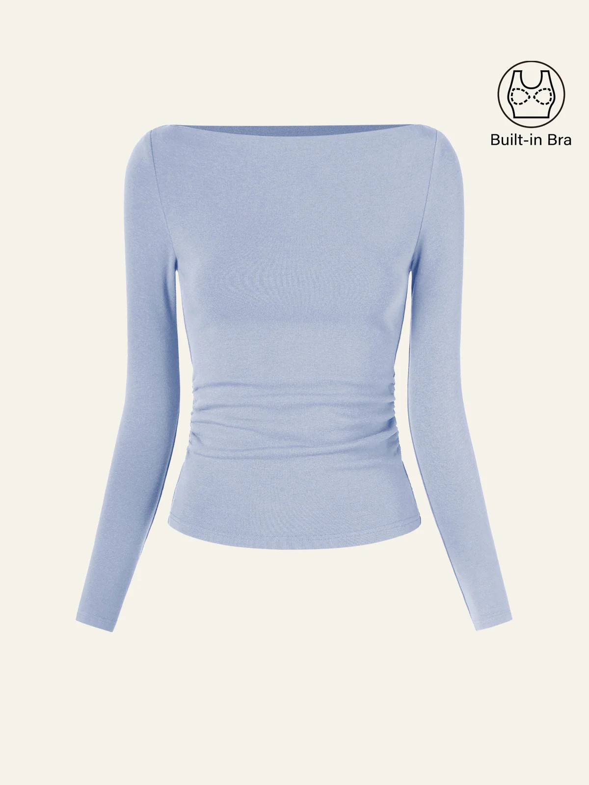 OGL Modern Side Ruched Boatneck Bra Top