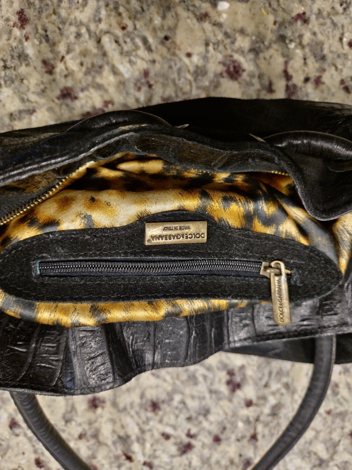 PRE-OWNED Dolce & Gabbana Original Denim Leather And Fur Shoulder Bag Large