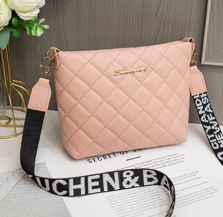 Women’s Quilted Crossbody Bag Black, Zip Closure, Detachable Adjustable Strap