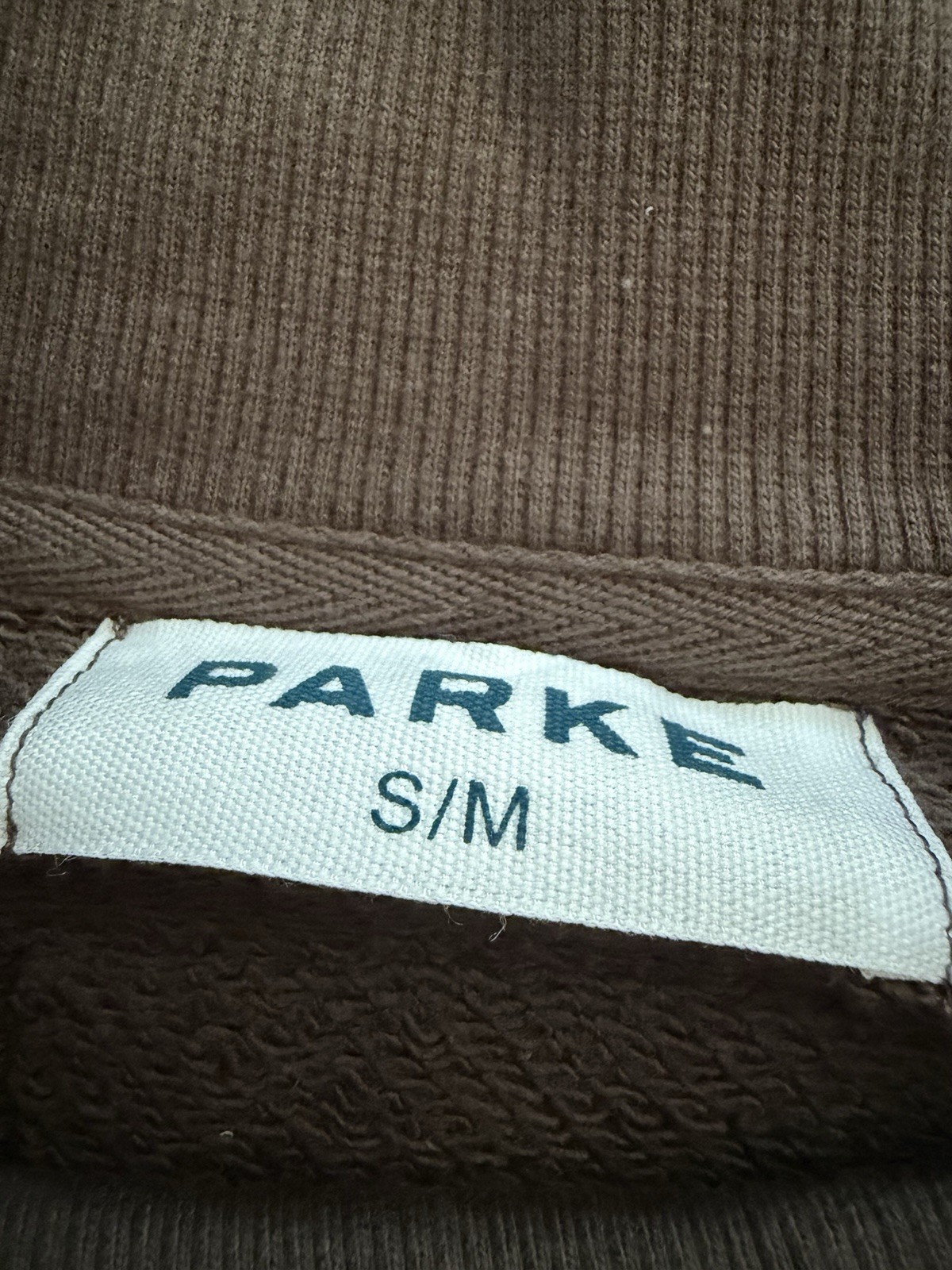 Size S/M Parke Dunkin Donuts Varsity Mockneck Espresso Brown Pink NEW IN HAND