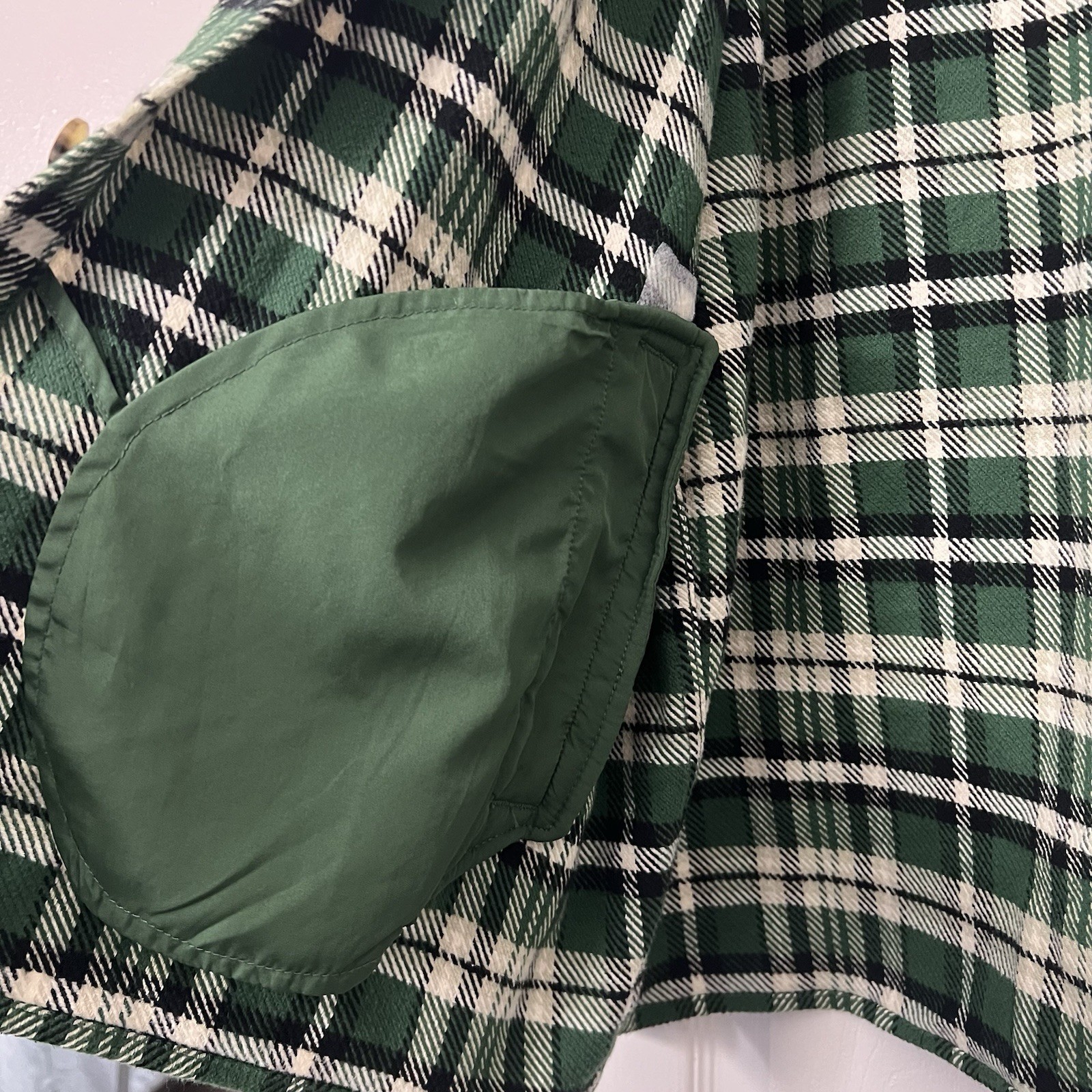 Goodfellow & Co Men’s 2XL Green White Plaid Flannel Button Front Shirt Jacket
