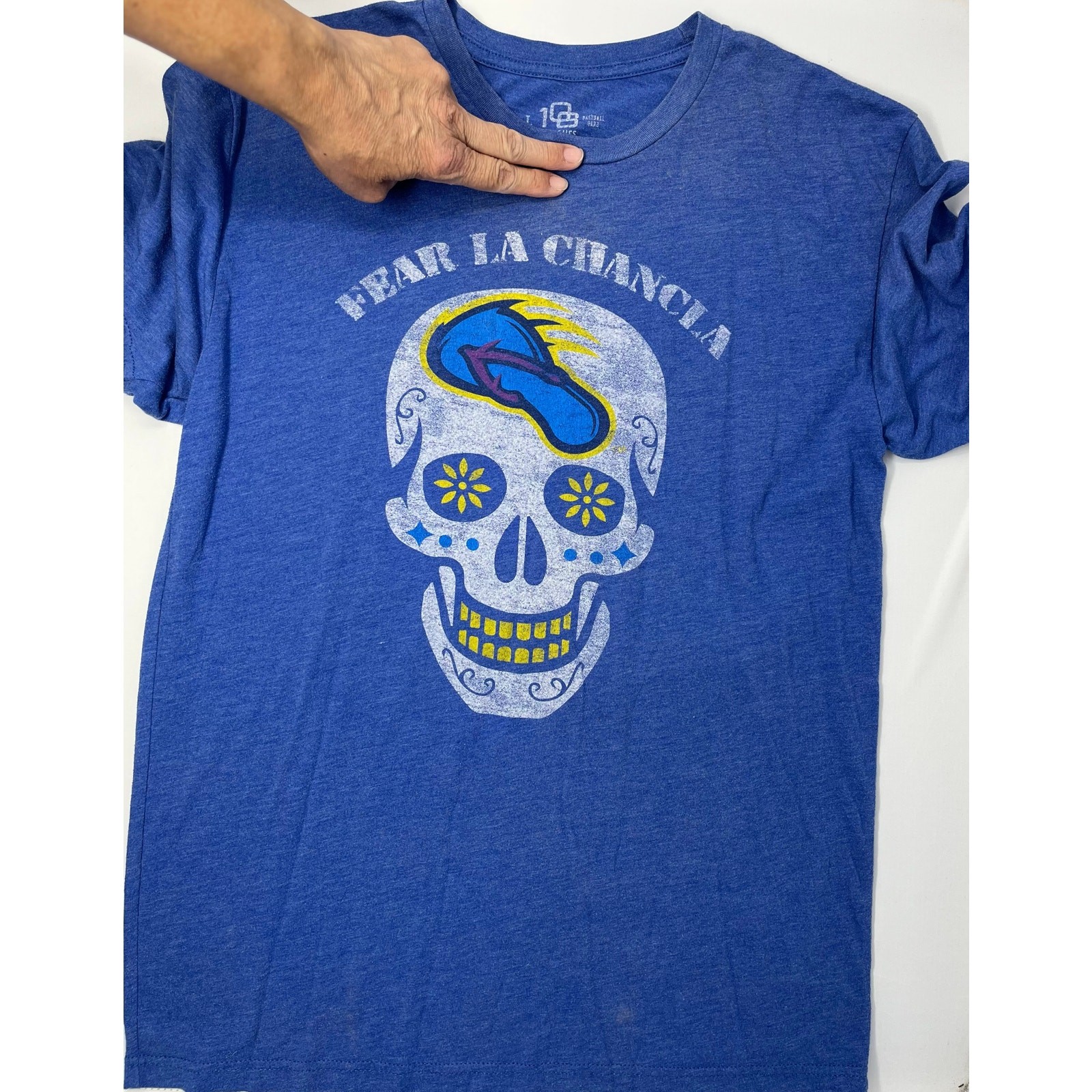 108 Stitches Skull Fear La Chancla Mens Tshirt soft cotton PreOwned light stains