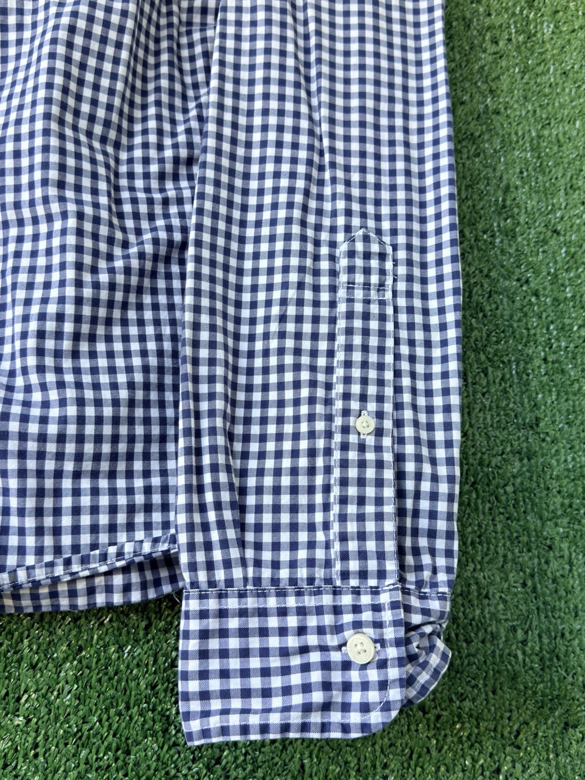 Abercrombie & Fitch Muscle Fit Gingham Shirt Men L Navy White Check Long Sleeve