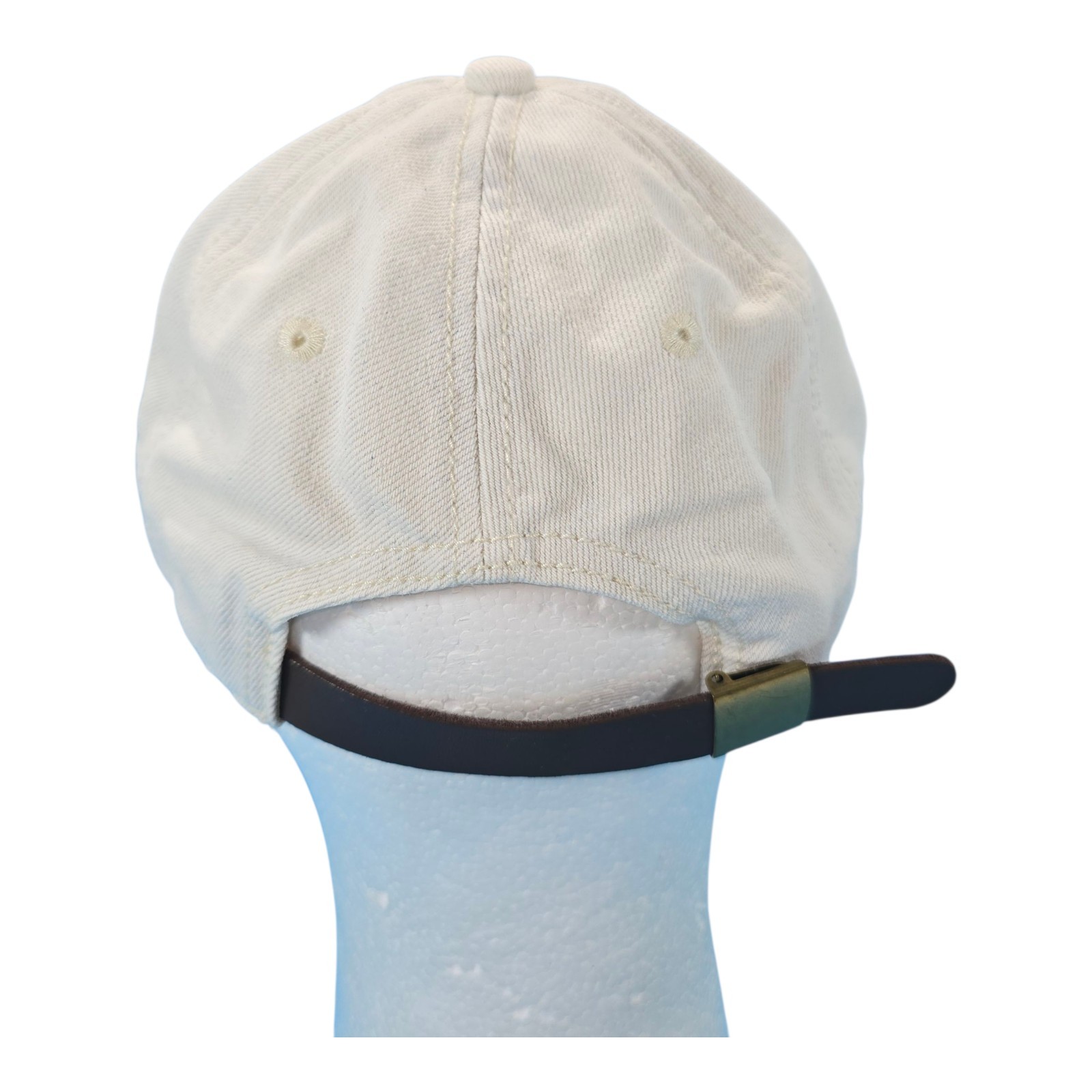 Washed Cotton Twill Baseball Cap Distressed Dad Hat White Adjustable