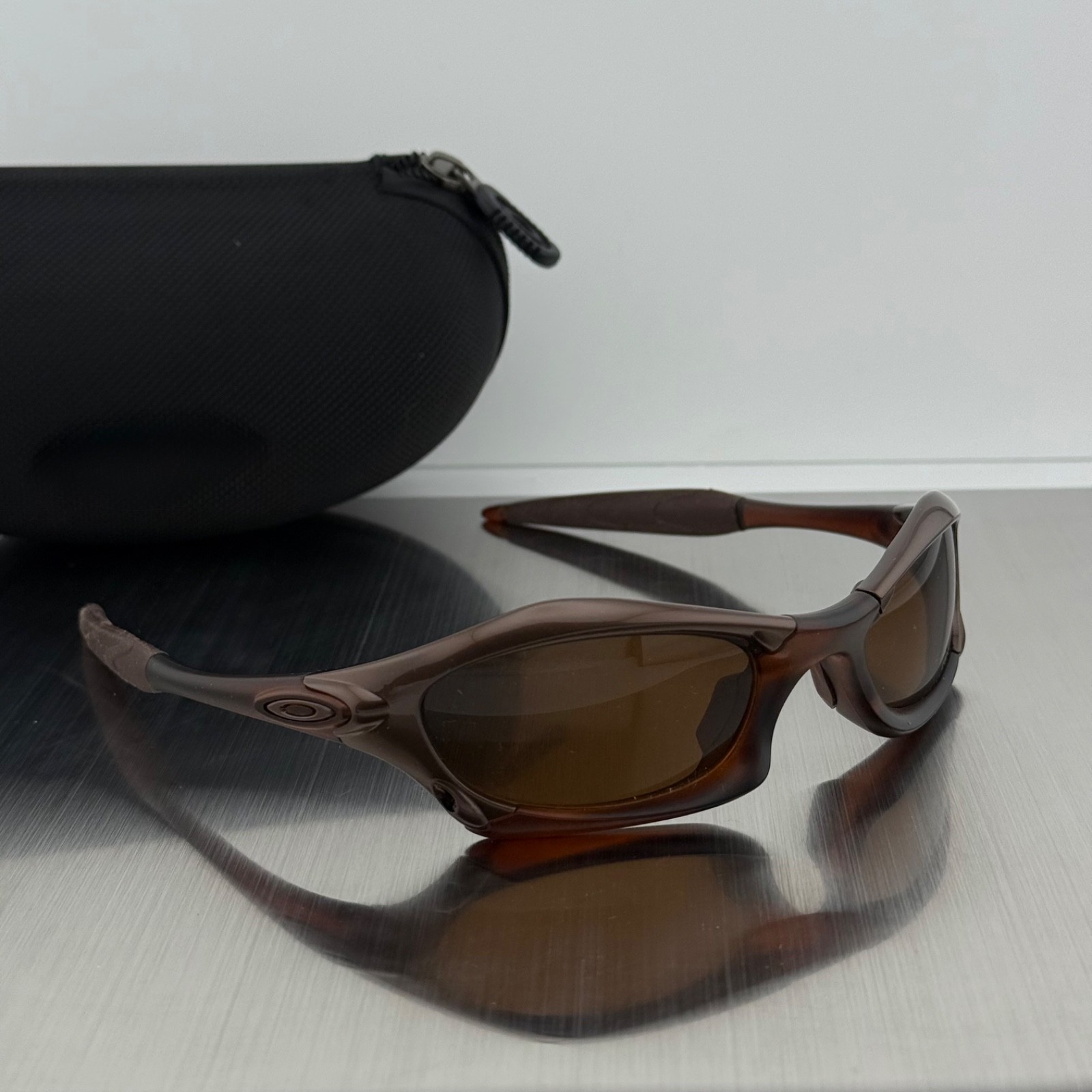 Oakley Splice Cyber Y2K Vintage Style Sunglasses Rootbeer Metal Bronze Sung Fit