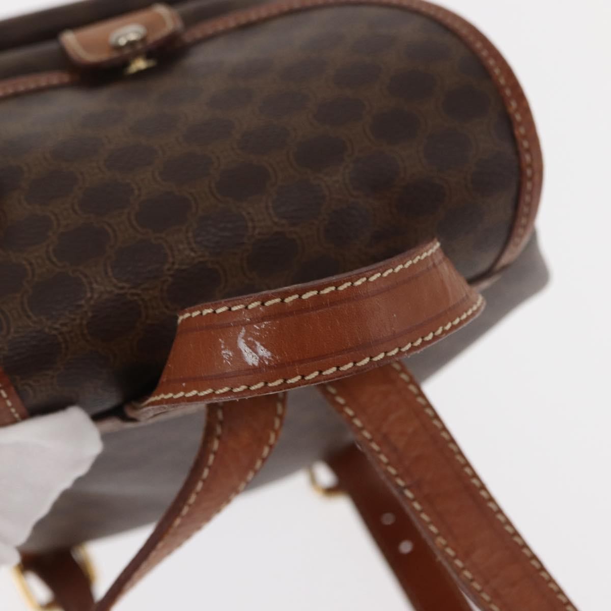 CELINE Macadam Canvas Backpack PVC Leather Brown Auth BA6723