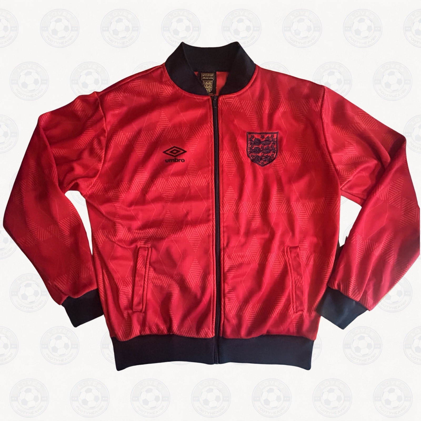 England Score Draw 1990 Red Track Jacket Large Men’s Retro Cool Top Red LGE