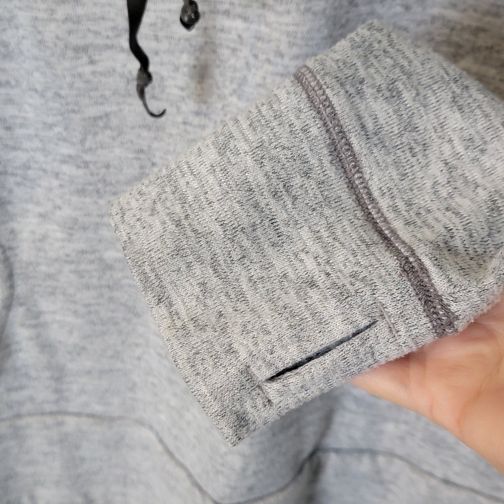 KUHL Leah Pullover Sweatshirt Grey Knit Cowl Neck Thumb Holes Size L