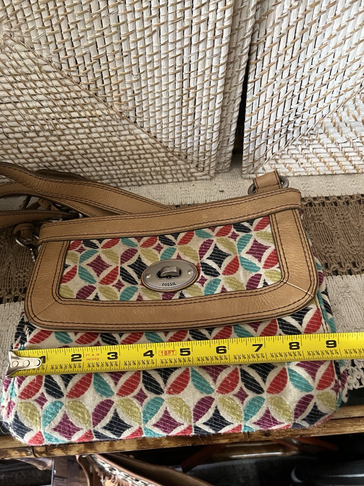 FOSSIL Maddox Shoulder Bag Or Crossbody, Turn Lock Front Zip Closure, Colorful