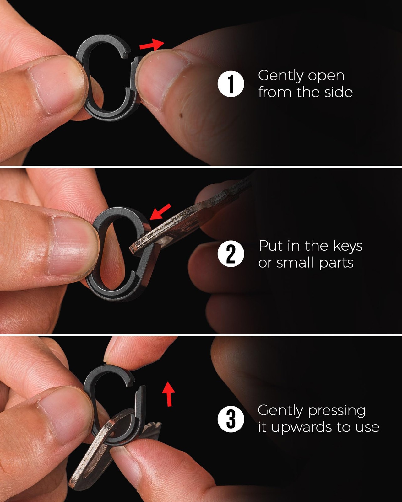 FEGVE Titanium Mini Key Chain Ring with 3 0.86in Titanium Side-Pushing Design…