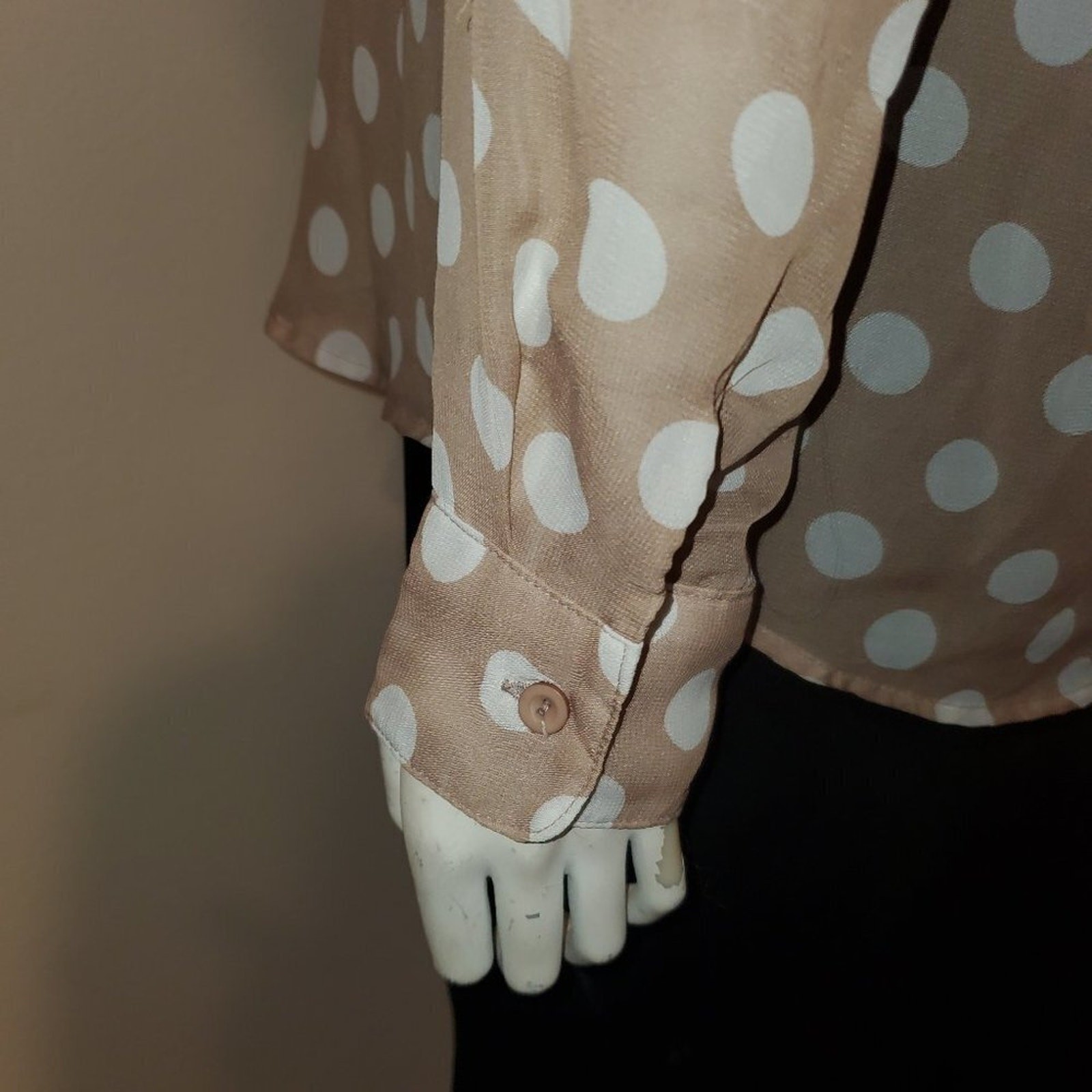 Timing Long Sleeve Sheer Polka Dot Top || Small