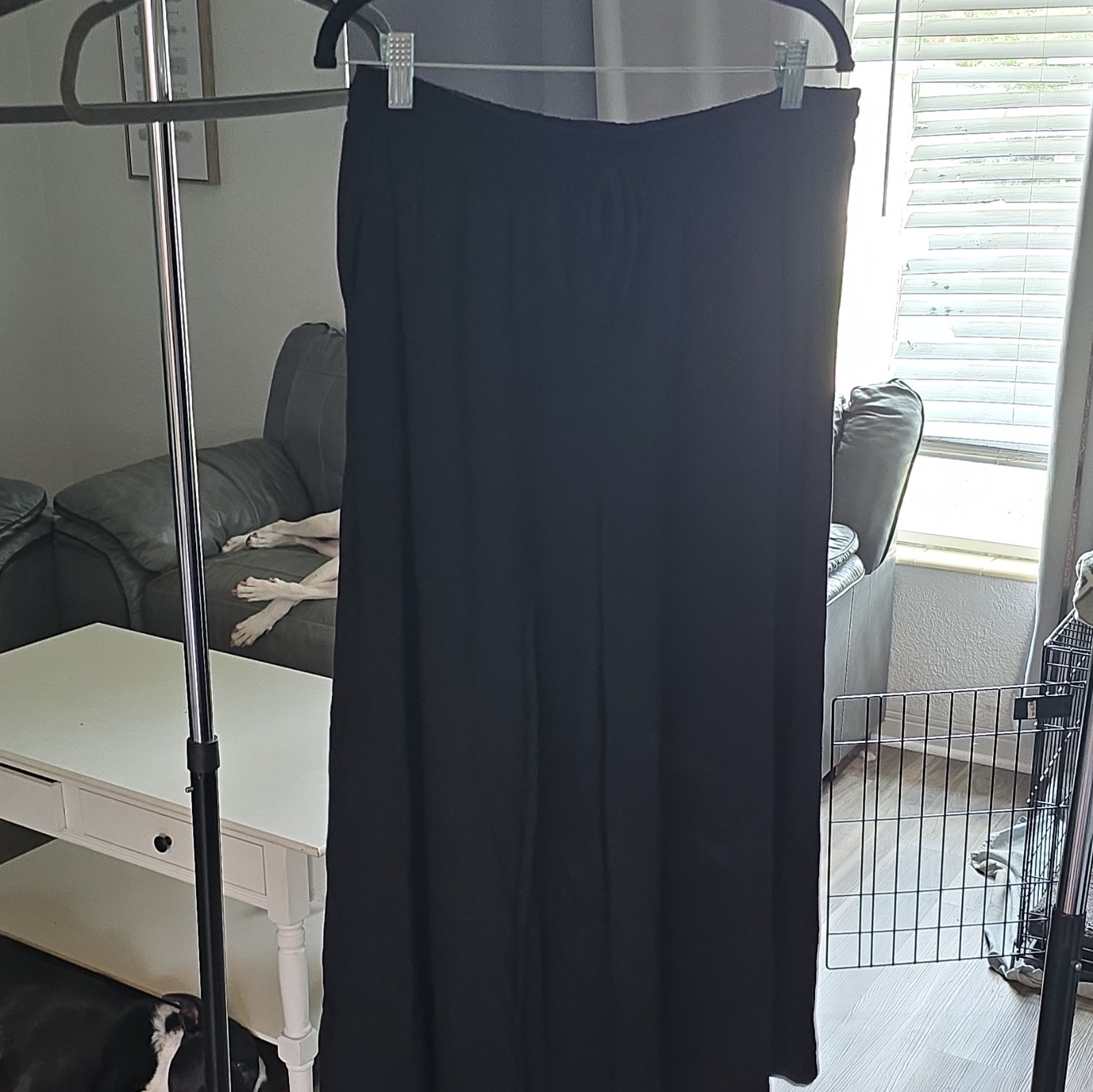 Athleta Black Solid Wide-Leg Pants Drawstring Elastic Waist Women’s M