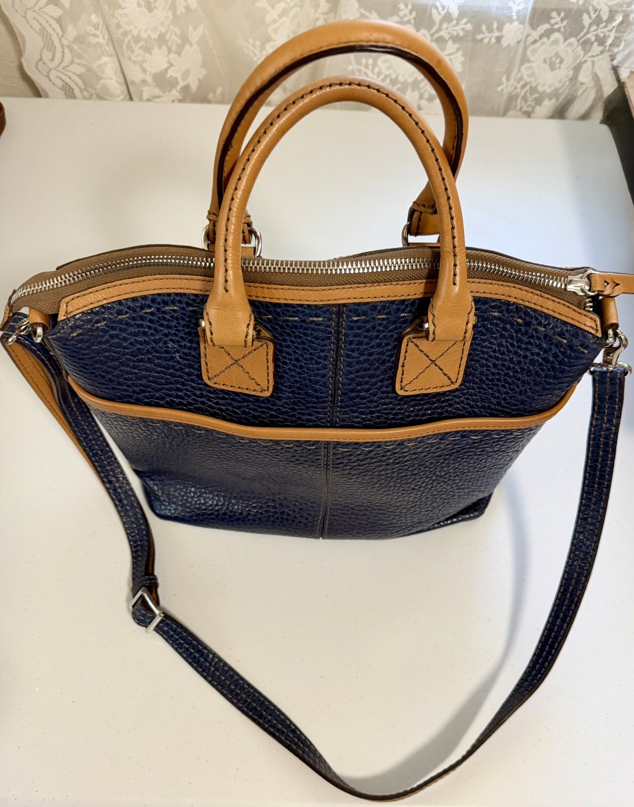 Brighton Satchel Handbag With Double Handle And Shoulder Straps
