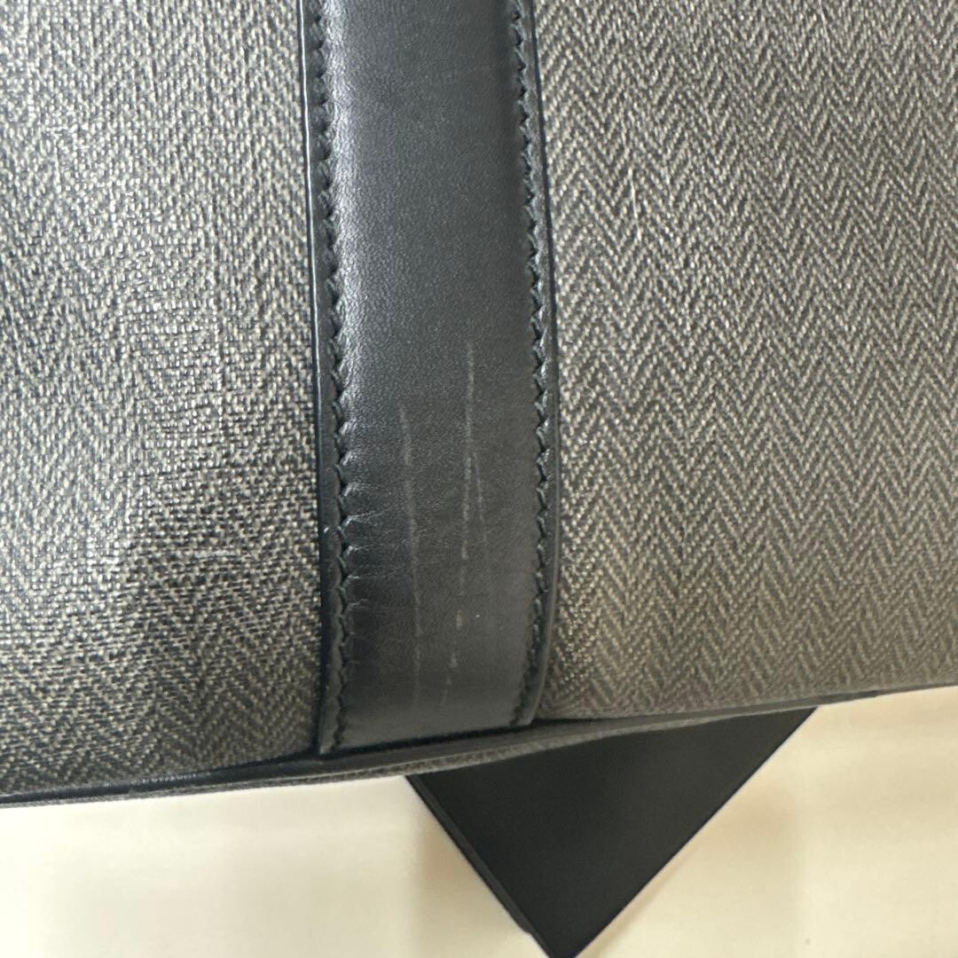 BVLGARI Mens Gray PVC Leather Business Briefcase Bag Padlock Name Tag Auth