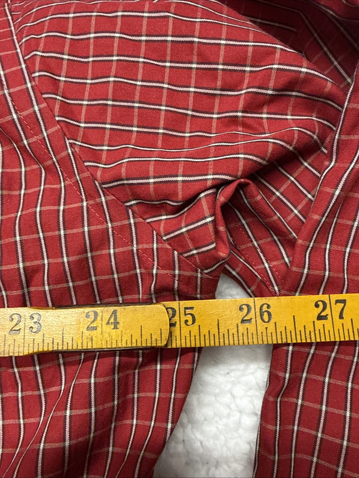 Eddie Bauer Mens Sz L Tall Red Plaid Button Down 100% Baumwolle Cotton LS Shirt