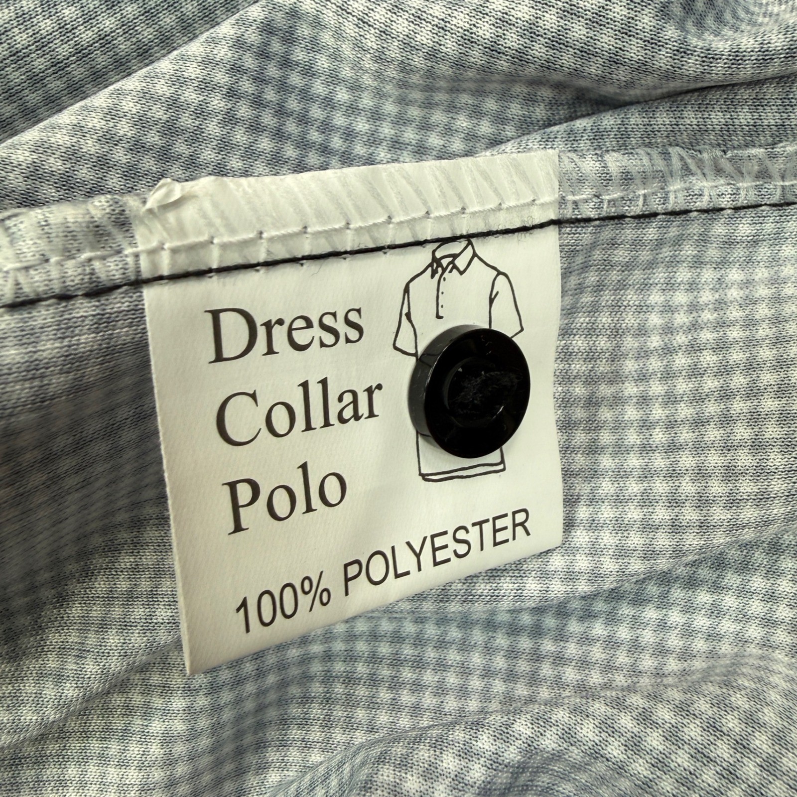 Collars & Co Mens Size Large Dress Collar Polo Black White Houndstooth NEW