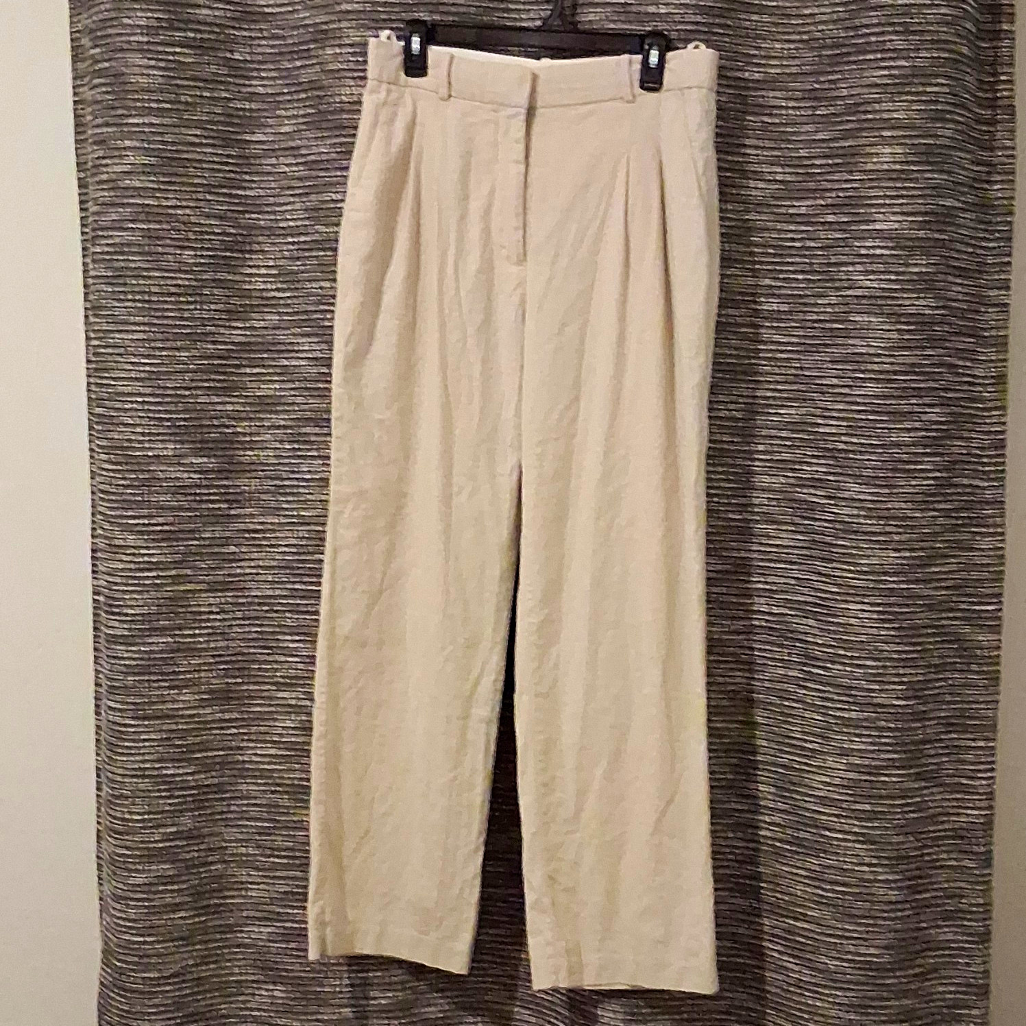 Open Edit Women’s Beige Solid Pleated Dress Pants