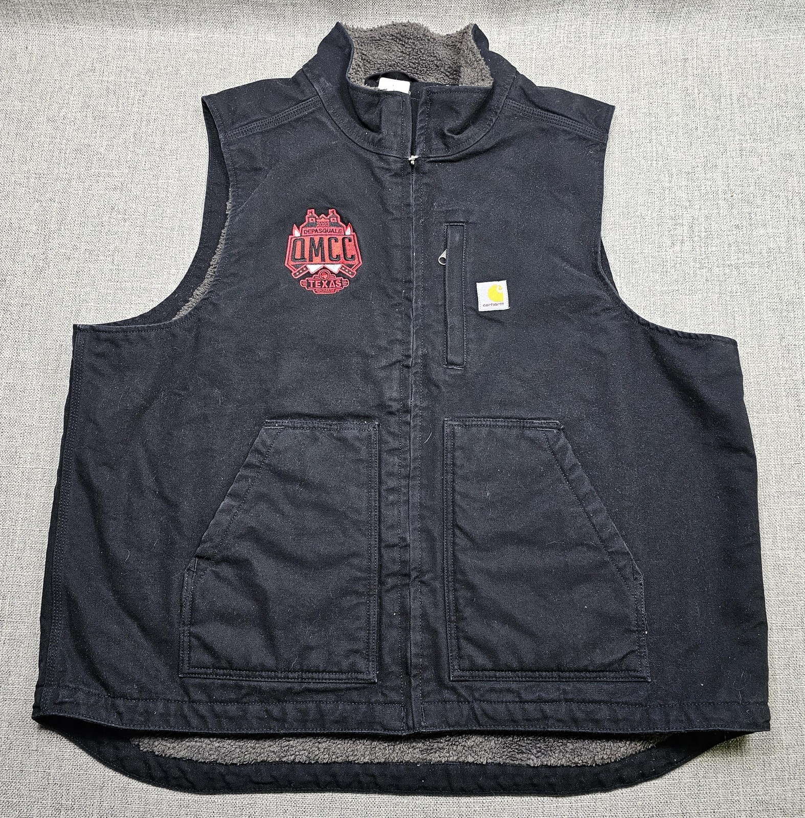 Carhartt Vest Mens XL Black Sherpa Lined Canvas Insulated Workwear OV4277-M