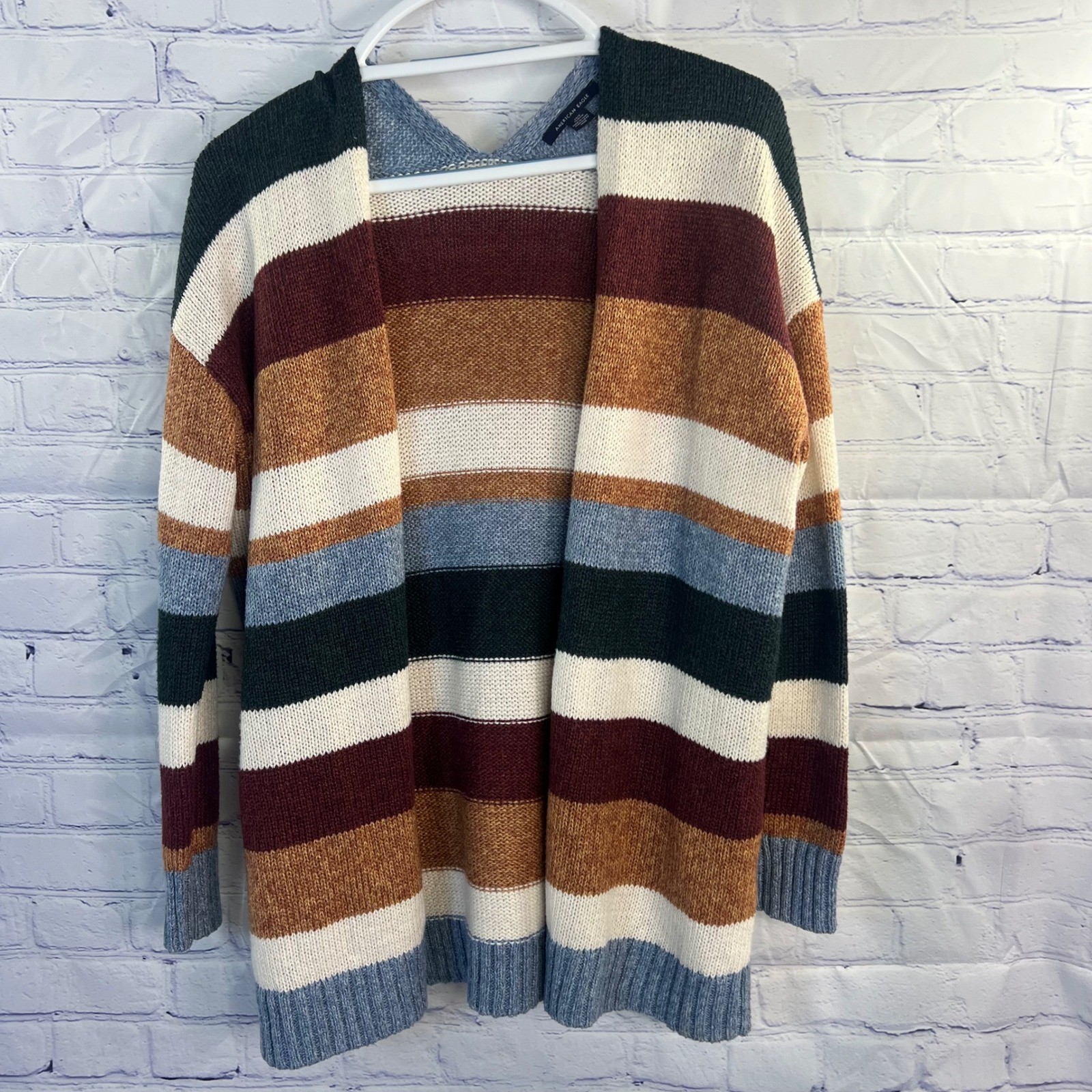 Women’s American Eagle Striped Cardigan Open Front Multi-Colored Size X-Small
