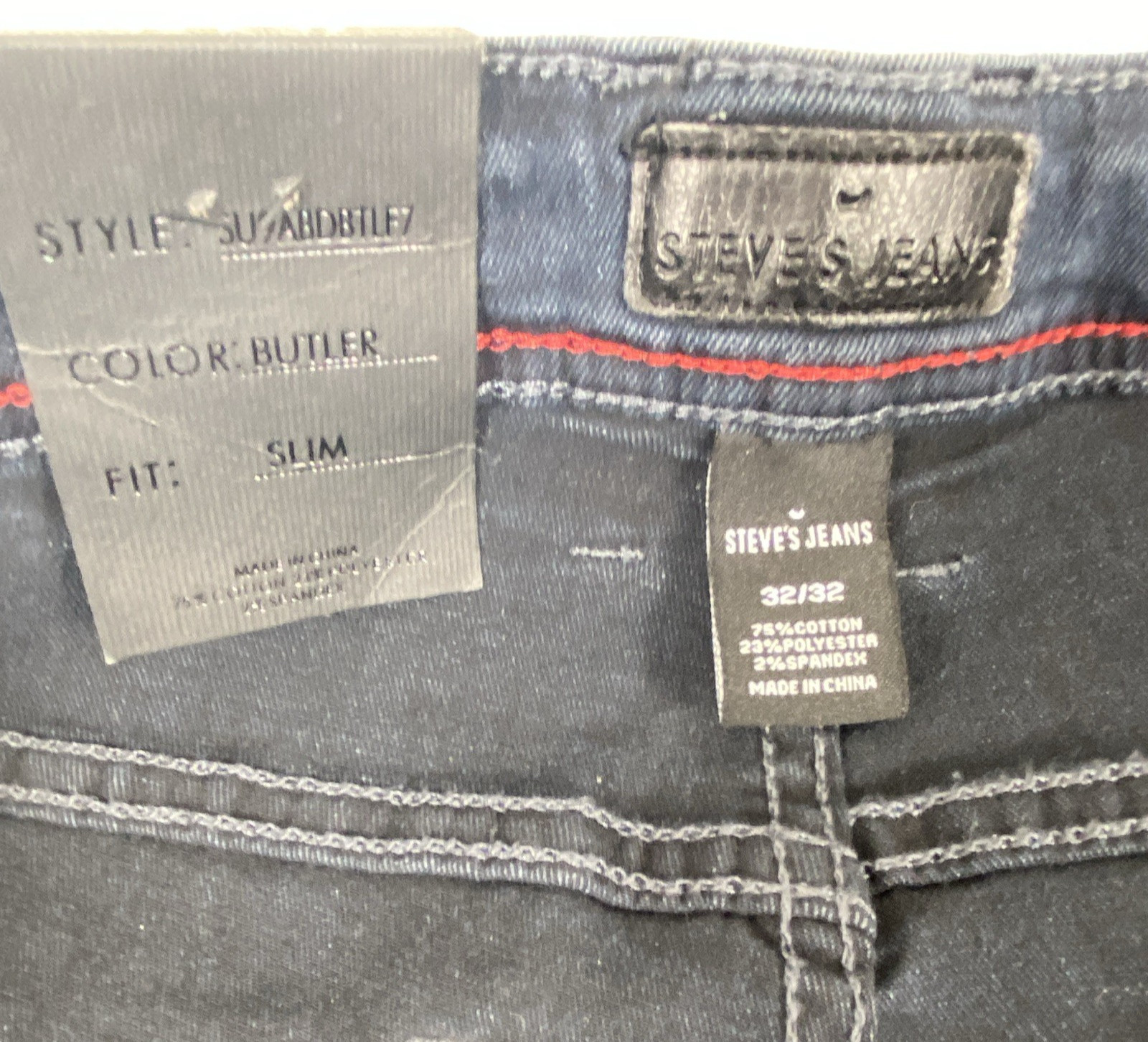 Steve’s Jean Men’s Slim Fit Dark Wash Blue Denim Stretch Mid Rise 5-Pocket 32*32