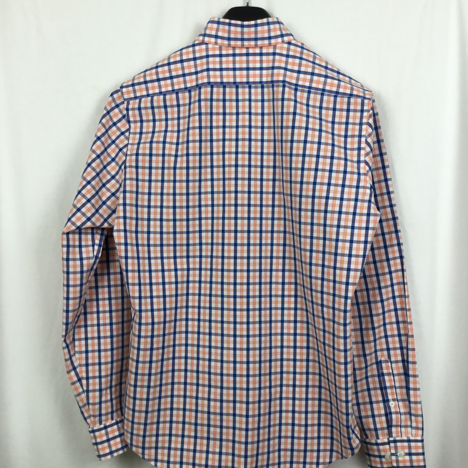 Express Mens Soft Wash Shirt M Blue Peach Tattersall Preppy Classic City Utility
