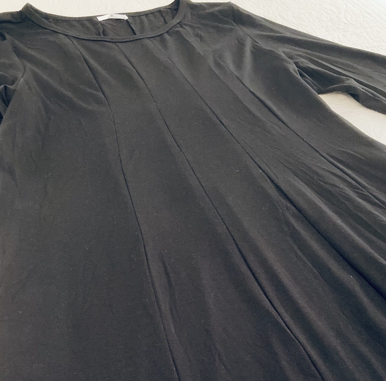 XXL long black dress, pockets, 95% Rayon, 5% Spandex, 3/4 sleeves