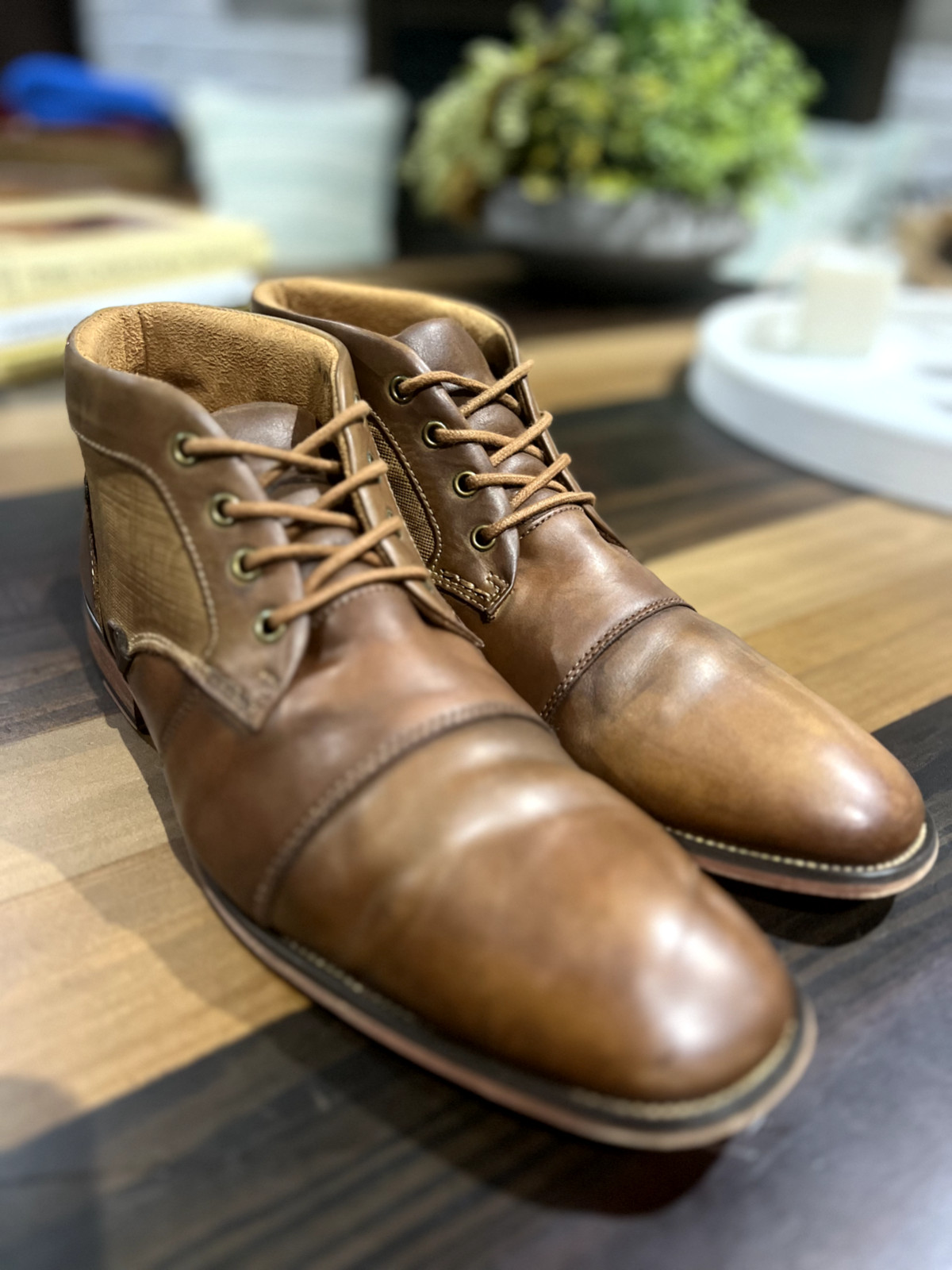 Steve Madden Jotter Tan Mid-Top Boots Men’s Size 10-1/2 Cap Toe Shoes