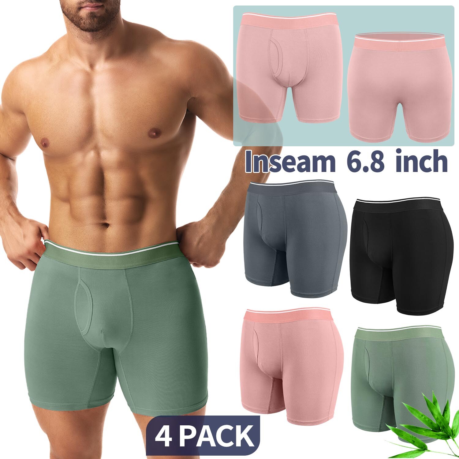 3-6 Pack Men Bamboo Briefs Comfort Wear Underwear Shorts Multicolor Boxer Briefs