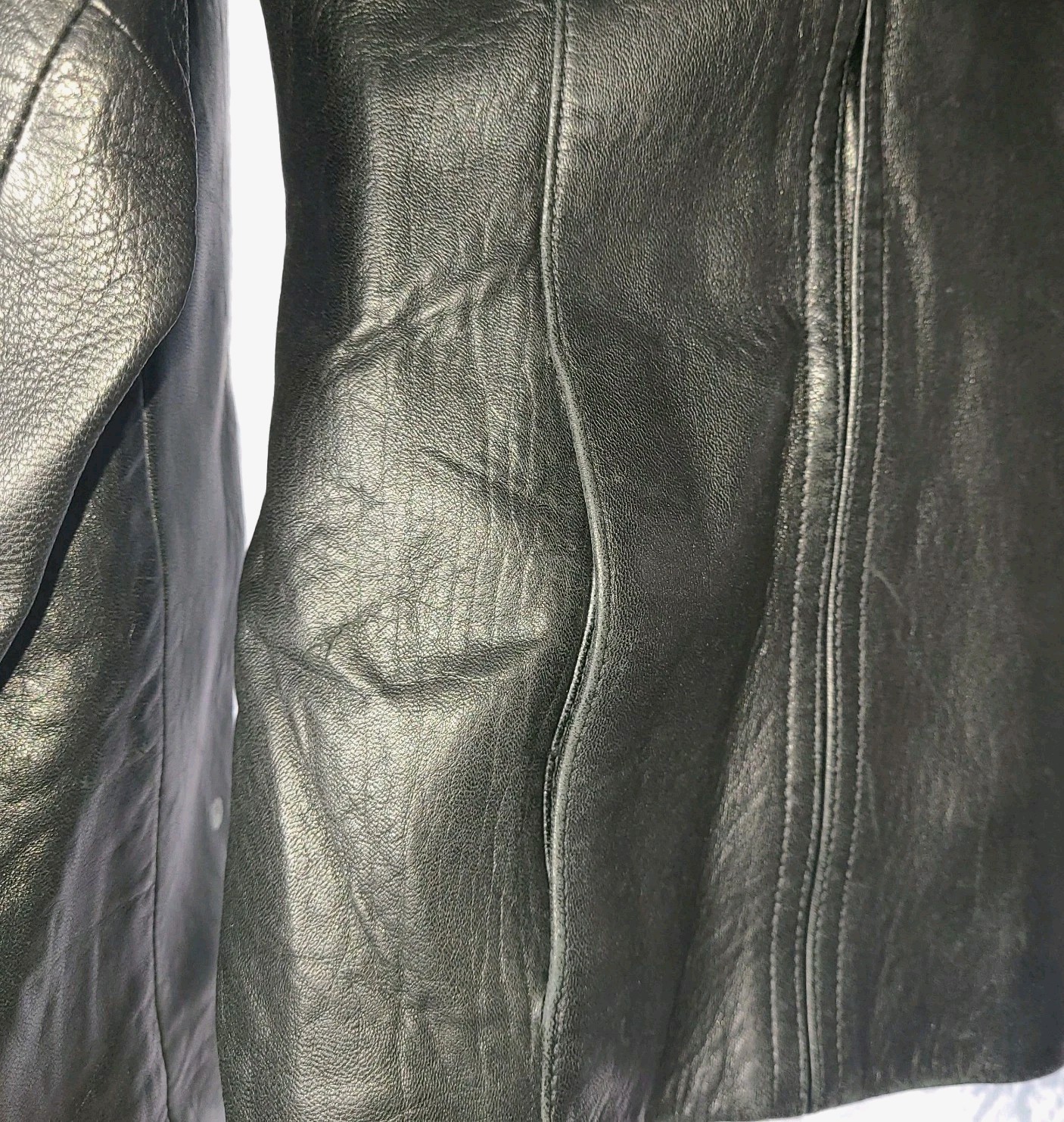 Jones Wear Sport Genuine Leather Womans XL Jacket Black Zip Front Moto EUC